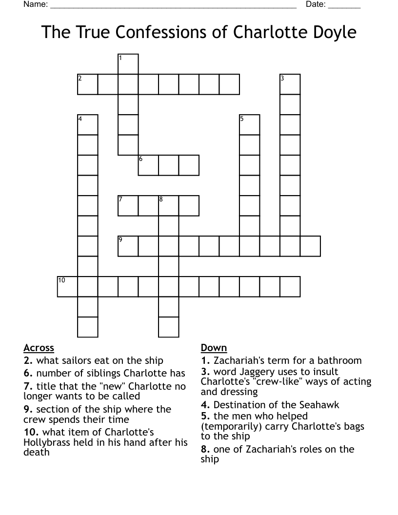 The True Confessions of Charlotte Doyle Crossword