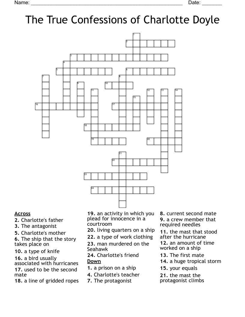The True Confessions of Charlotte Doyle Crossword