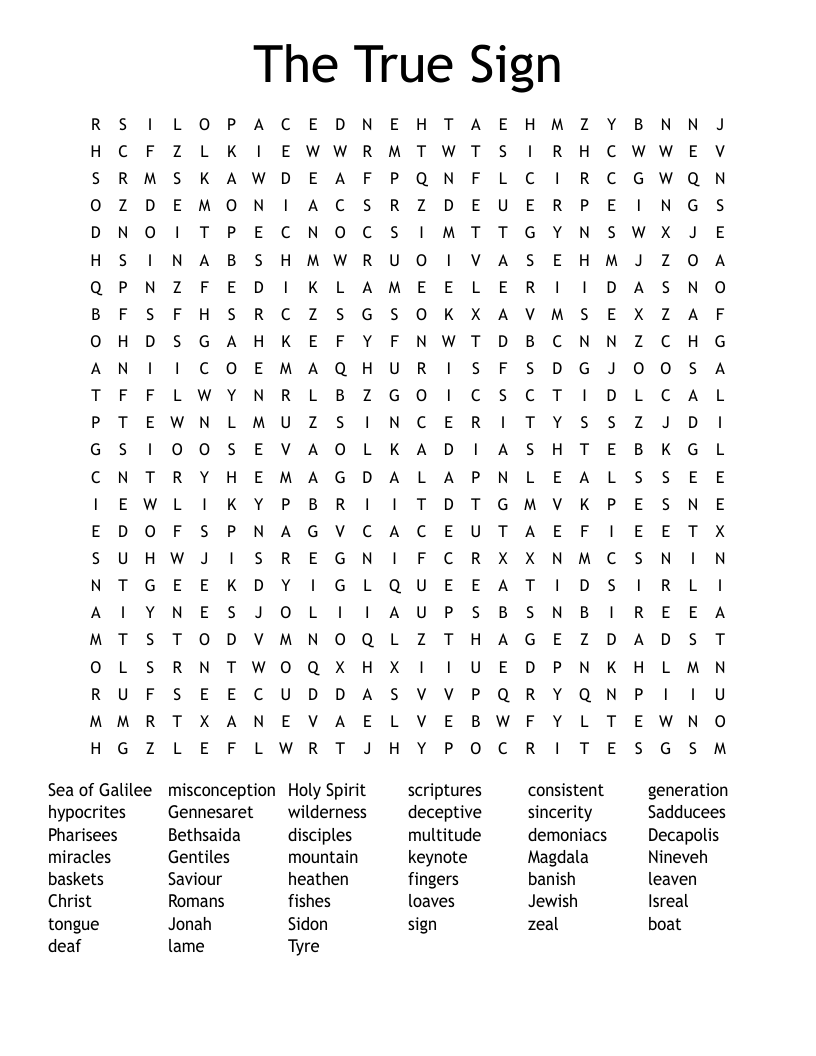 The True Sign Word Search