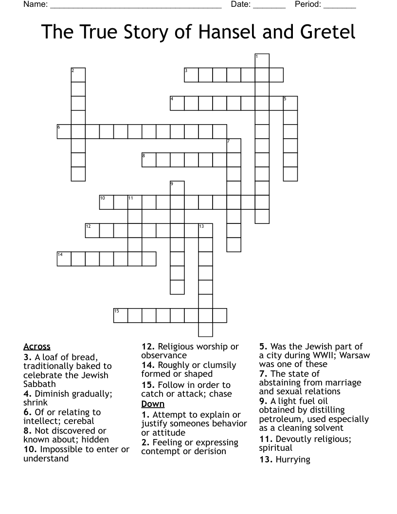The True Story of Hansel and Gretel Crossword