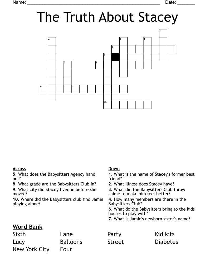 The Truth About Stacey  Crossword
