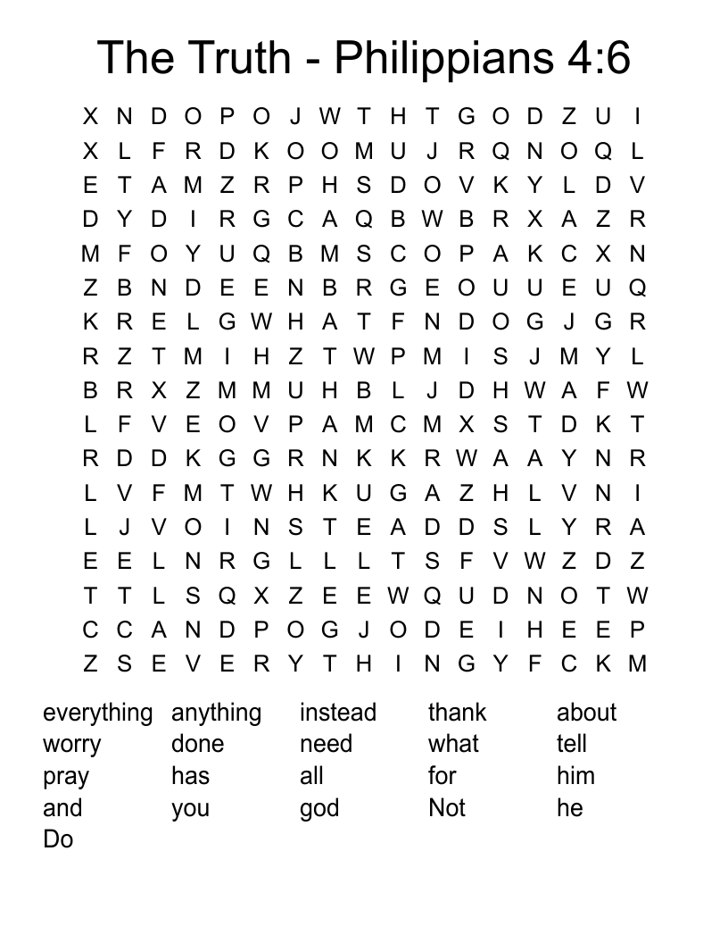 The Truth - Philippians 4:6 Word Search