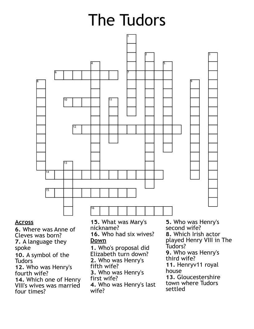 The Tudors Crossword