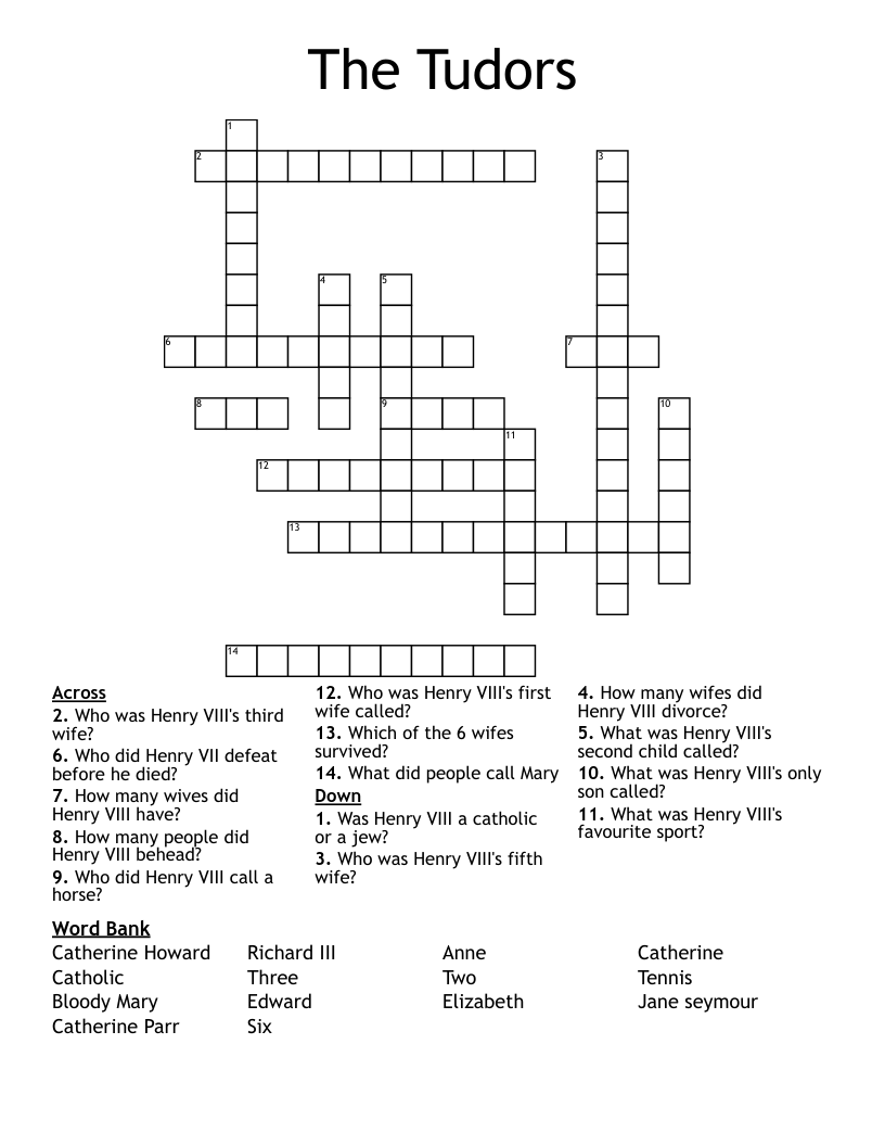 The Tudors Crossword