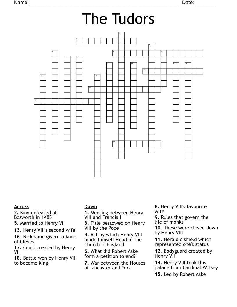 The Tudors Crossword