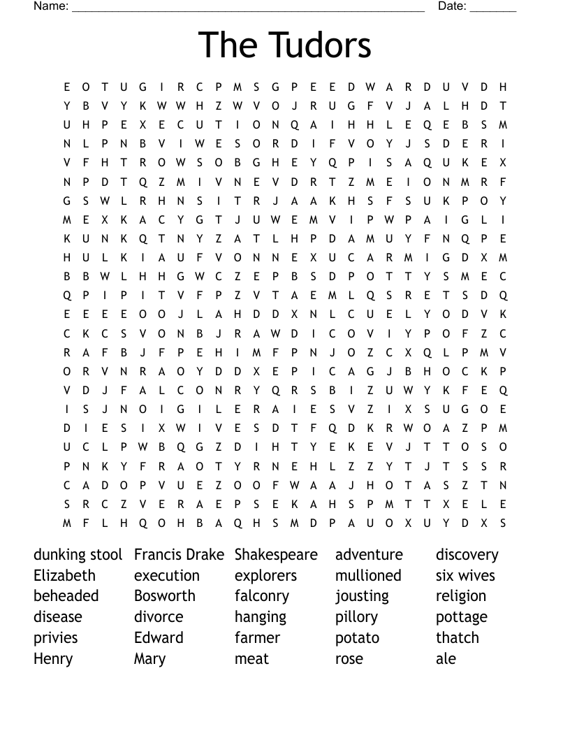 The Tudors Word Search