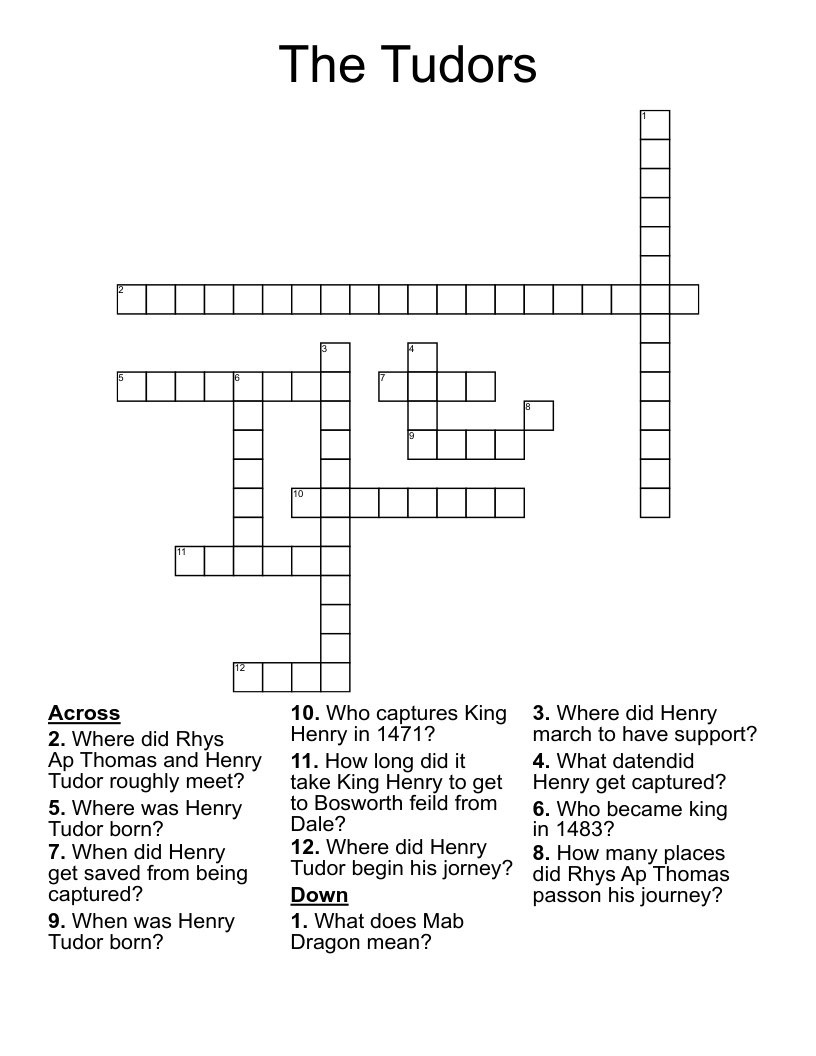 The Tudors Crossword