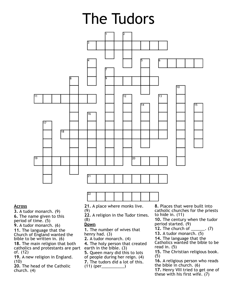 The Tudors Crossword