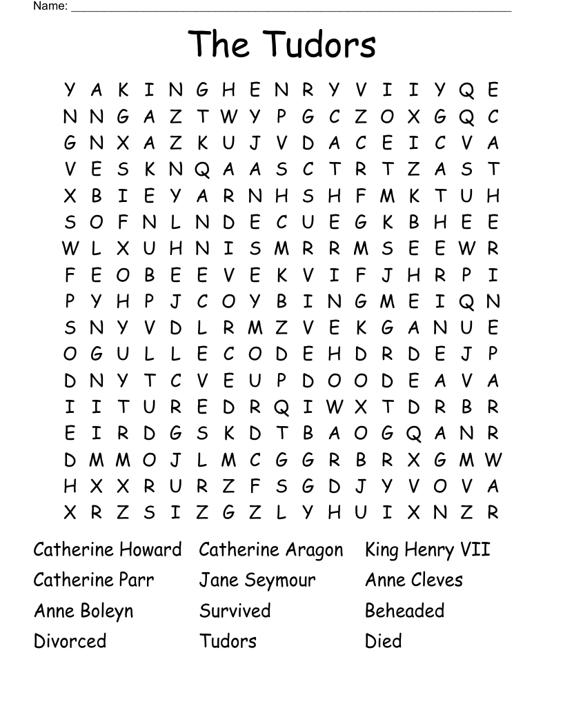 The Tudors Word Search