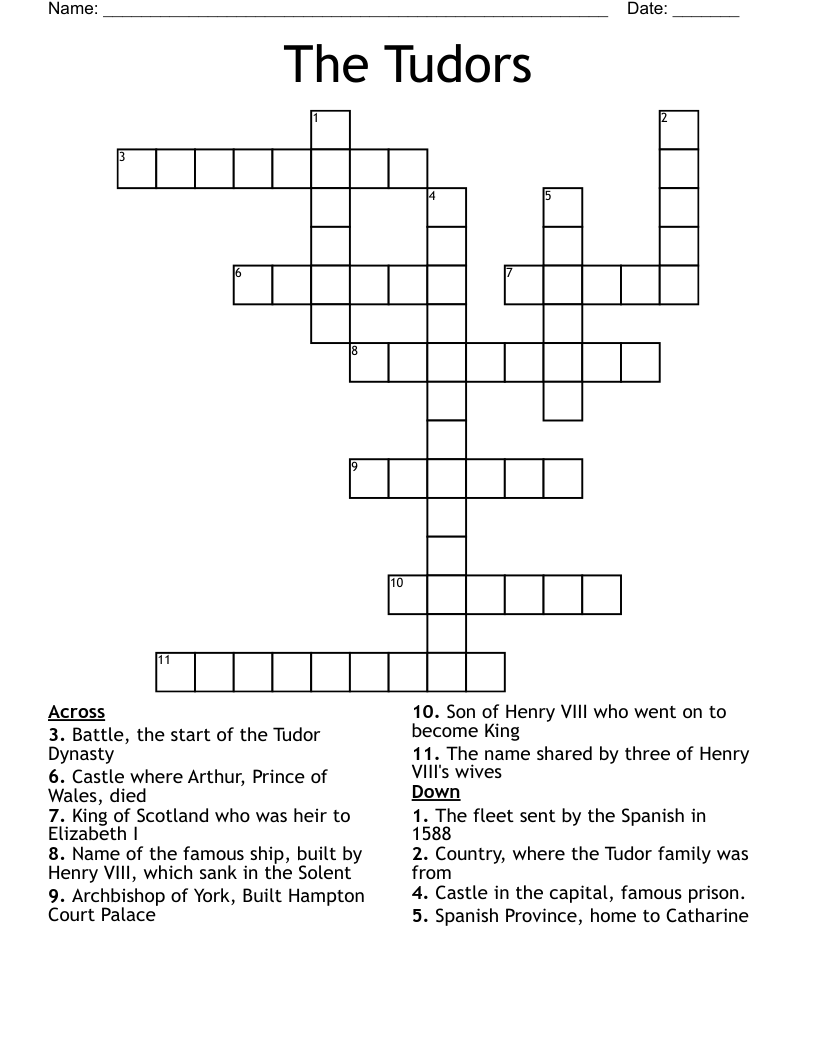The Tudors Crossword