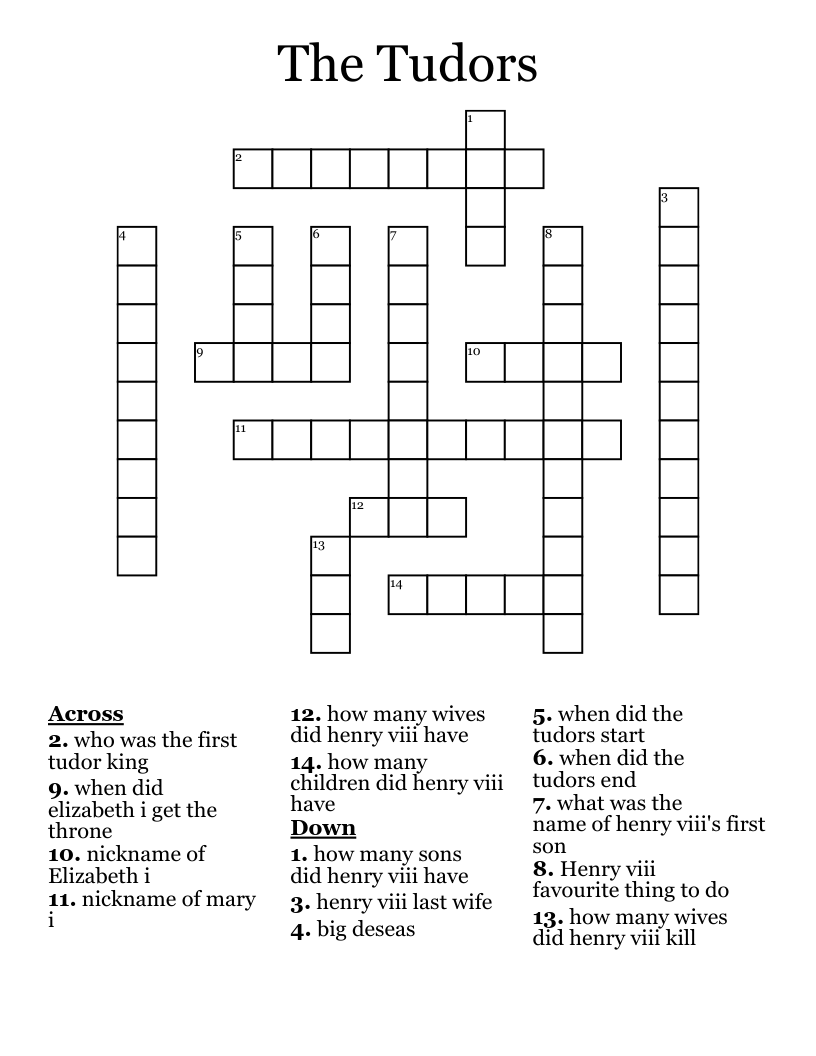 The Tudors Crossword
