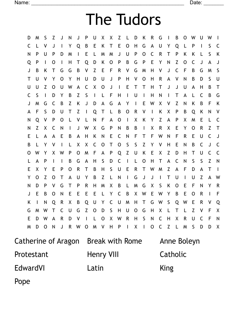 The Tudors Word Search