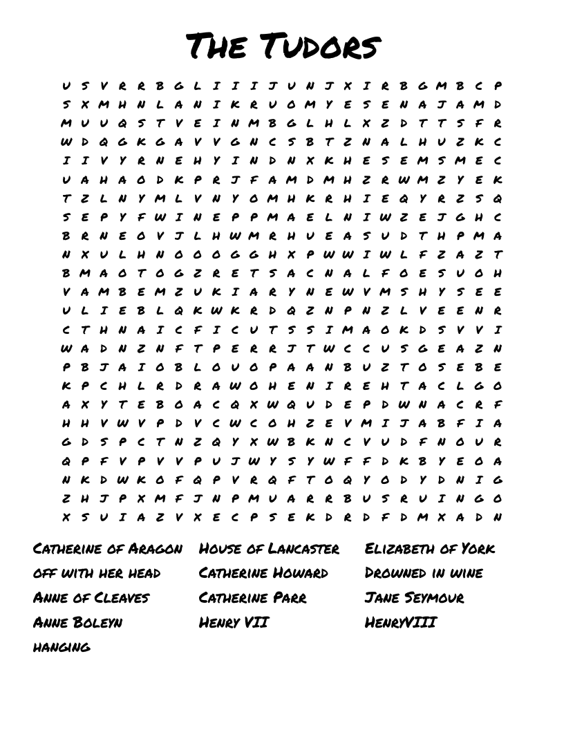 The Tudors  Word Search