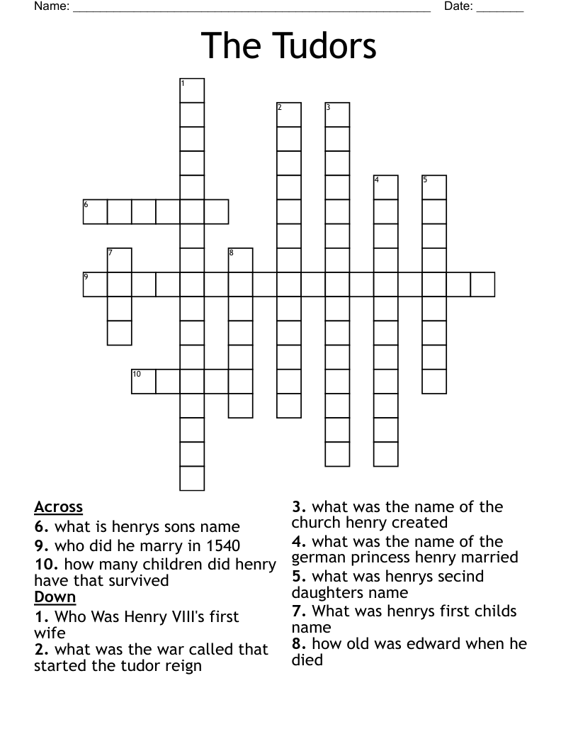 The Tudors  Crossword