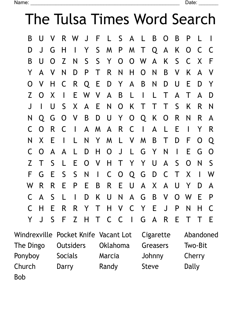 The Tulsa Times Word Search