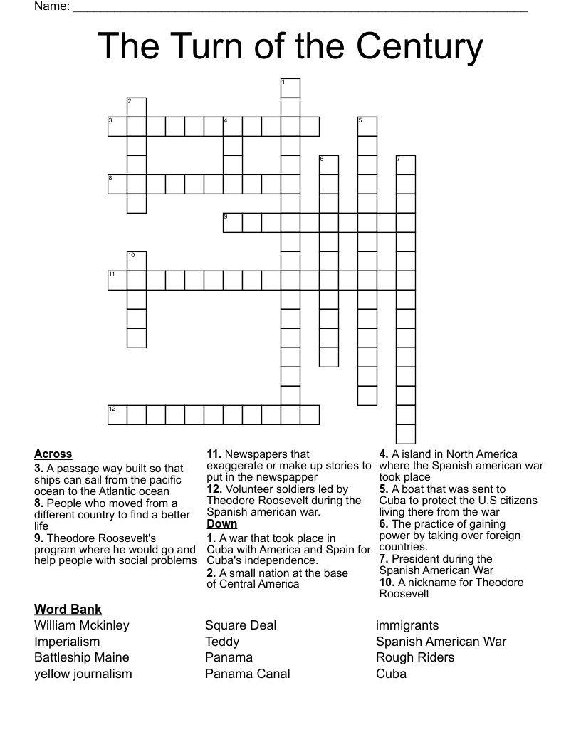 The Turn of the Century Crossword