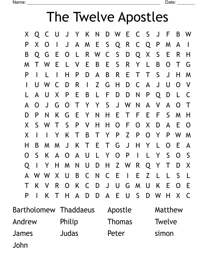The Twelve Apostles Word Search