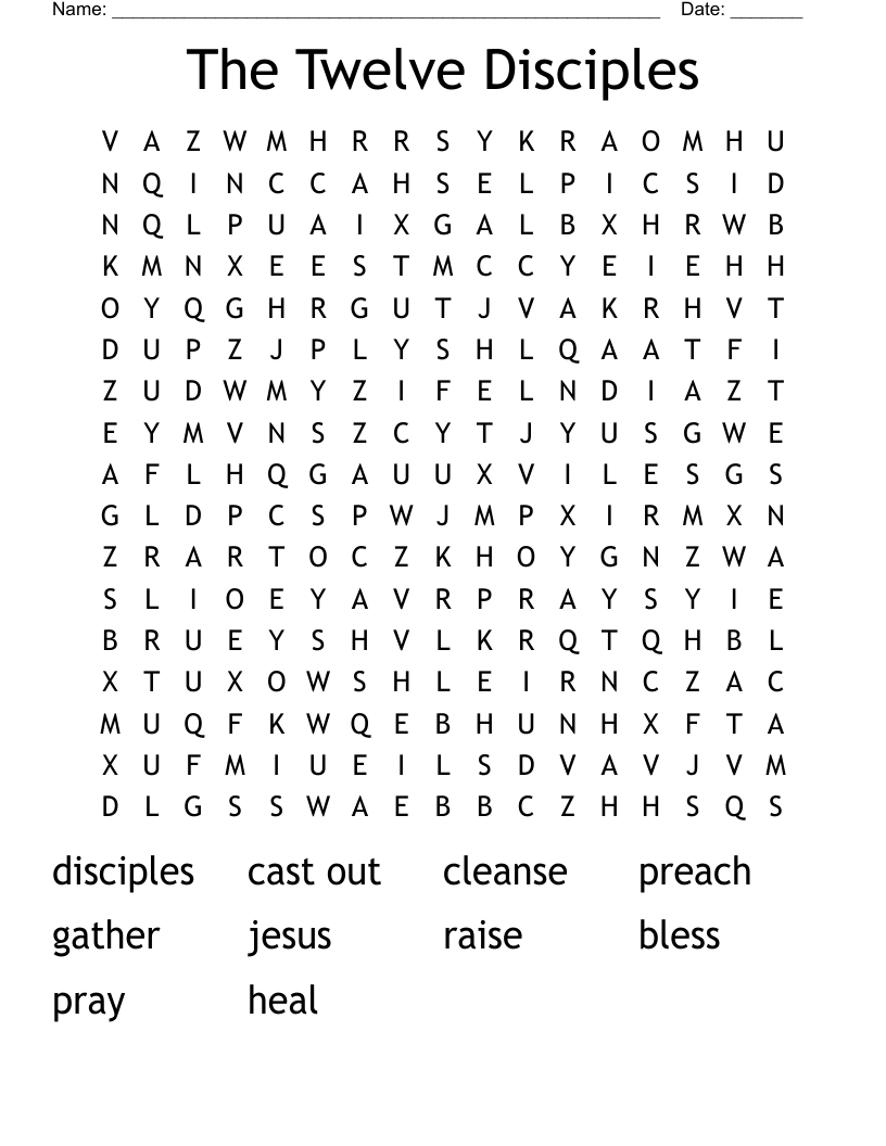 The Twelve Disciples Word Search