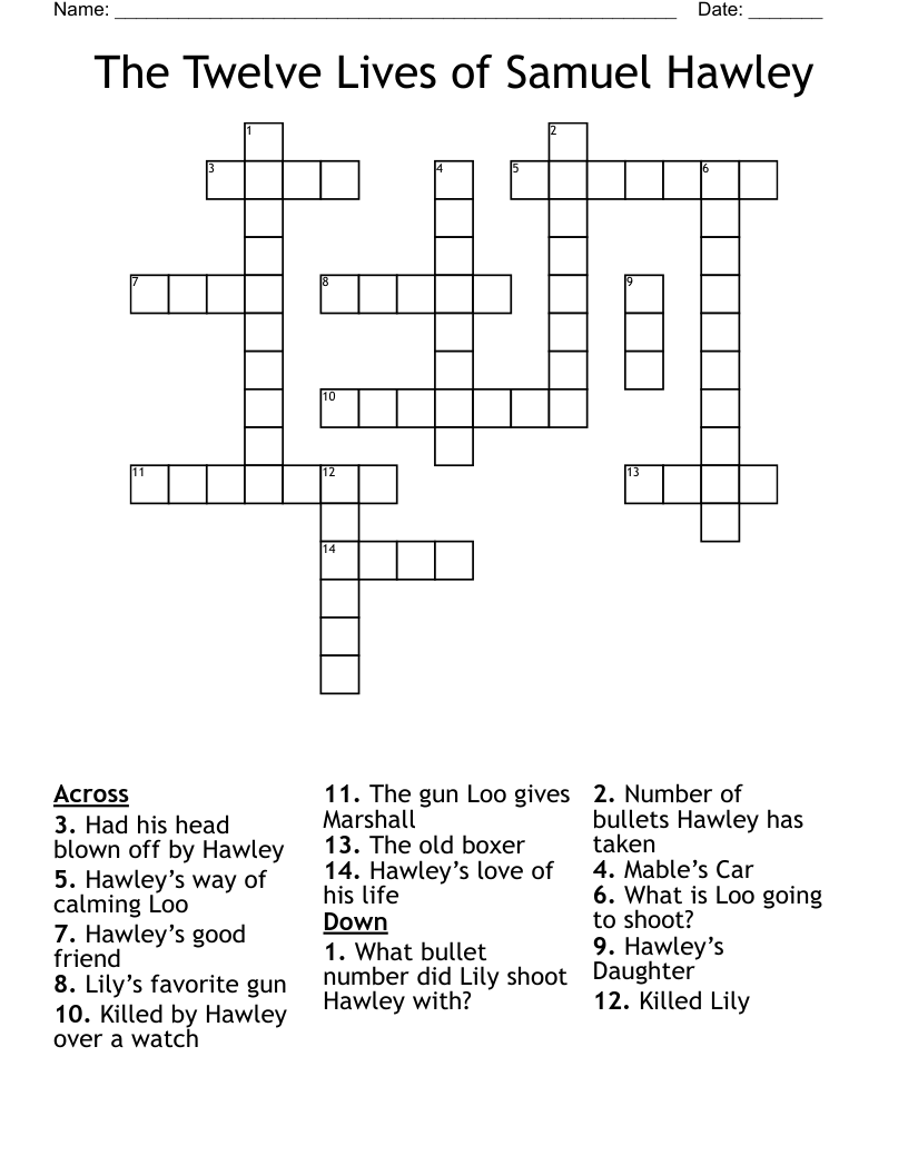 The Twelve Lives of Samuel Hawley Crossword