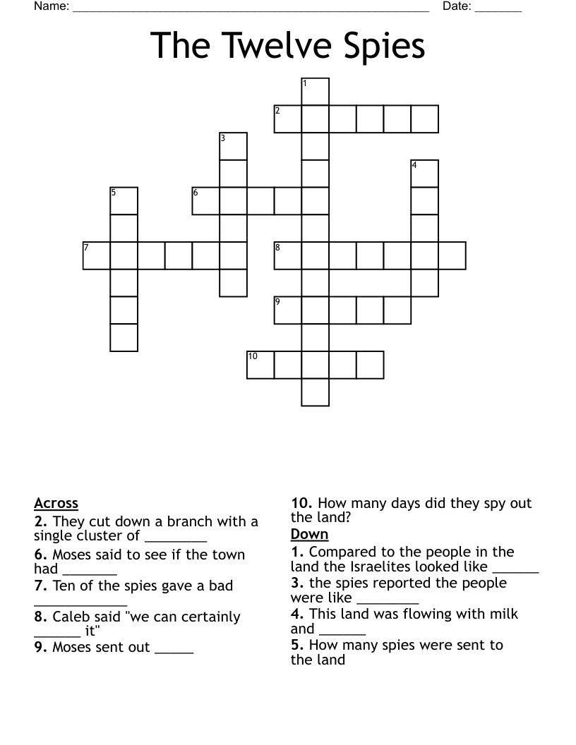 The Twelve Spies Crossword