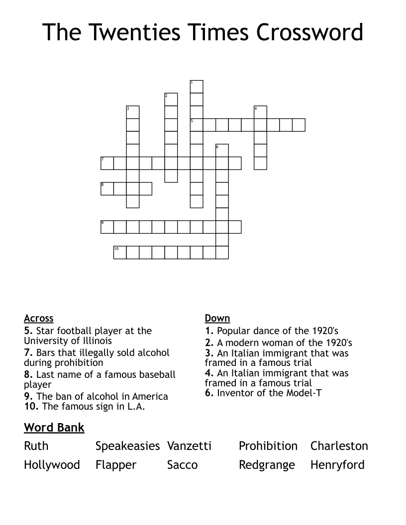 The Twenties Times Crossword