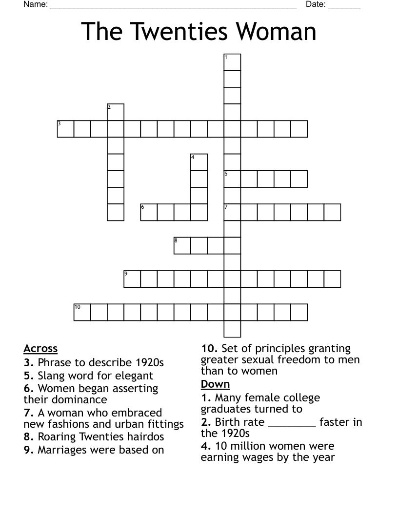 The Twenties Woman Crossword