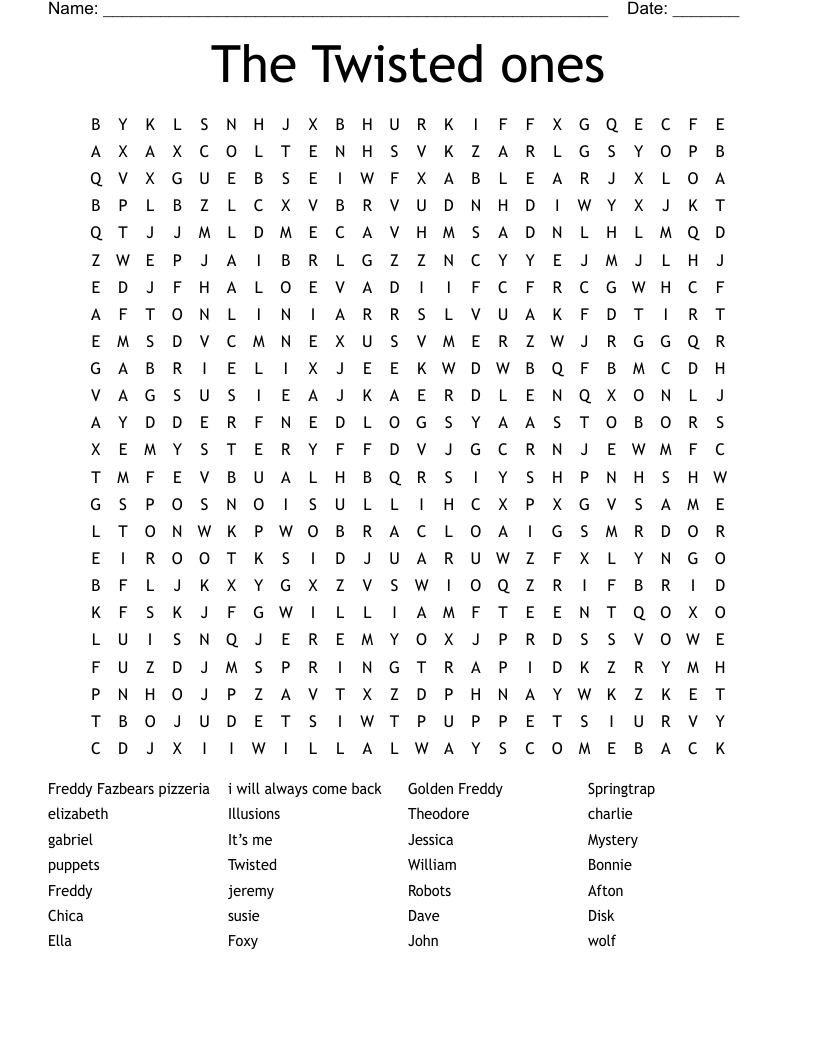 The Twisted ones  Word Search