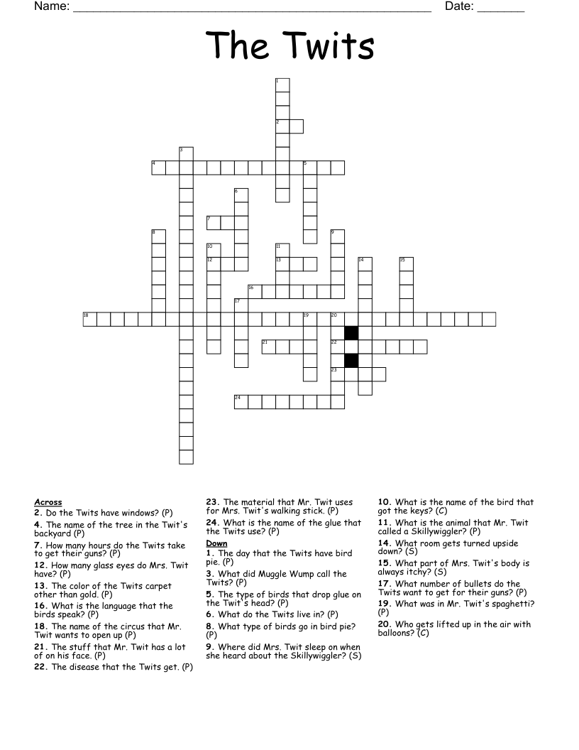 The Twits Crossword