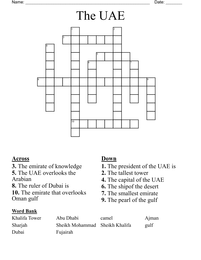 The UAE  Crossword