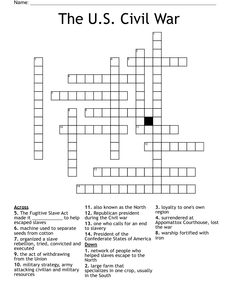The U.S. Civil War Crossword