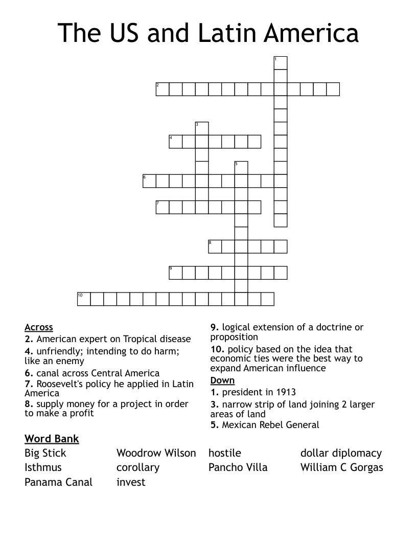 The US and Latin America Crossword