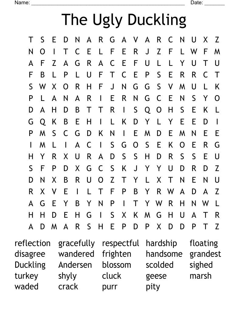 The Ugly Duckling Word Search