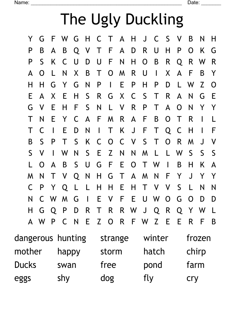 The Ugly Duckling Word Search