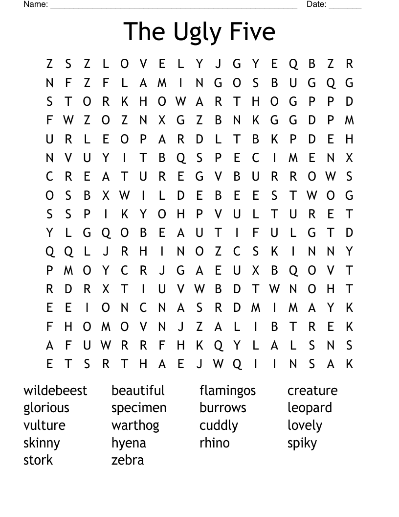 The Ugly Five Word Search