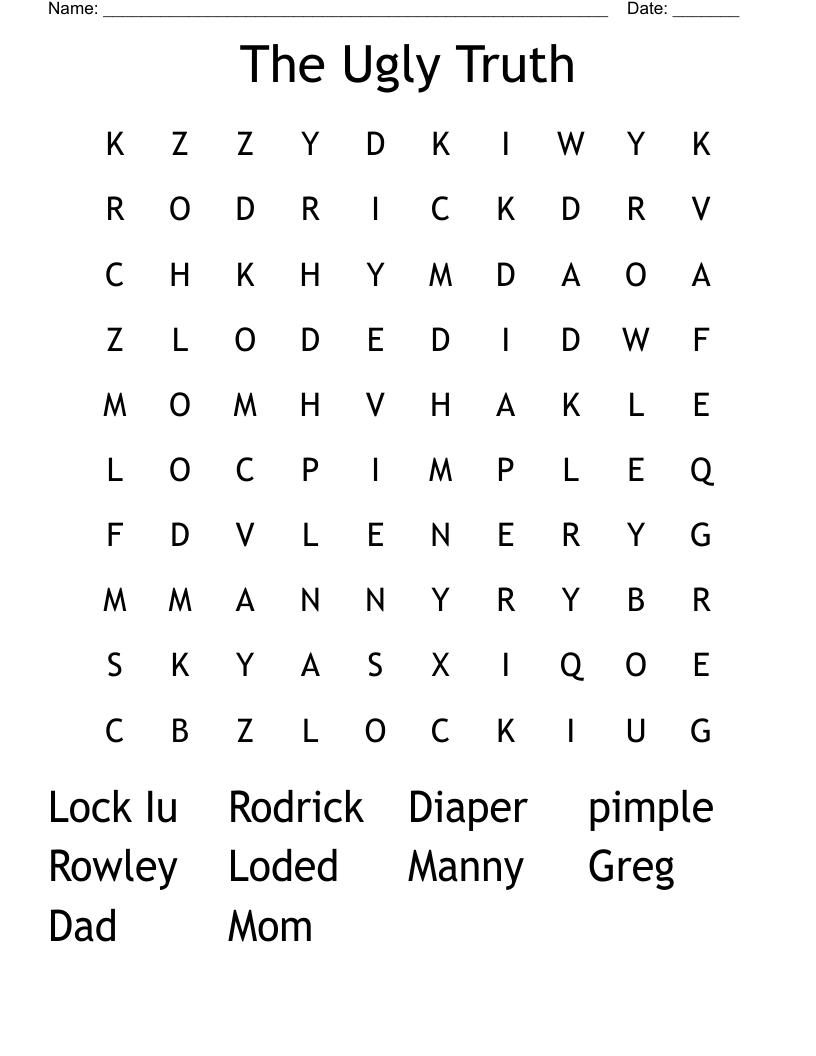The Ugly Truth Word Search