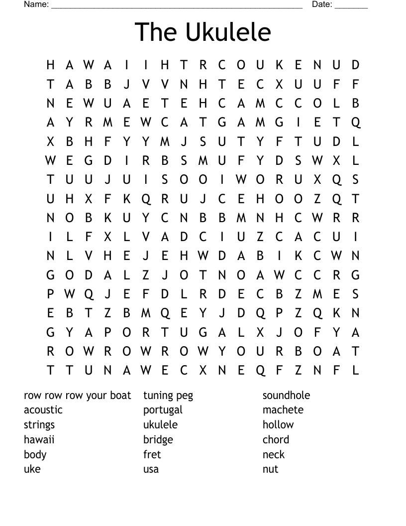The Ukulele Word Search