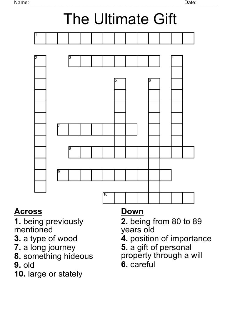 The Ultimate Gift Crossword