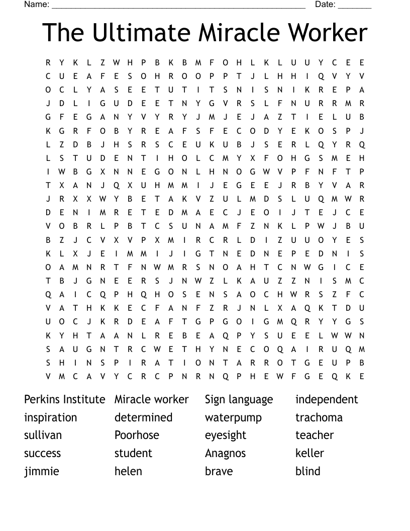 The Ultimate Miracle Worker Word Search