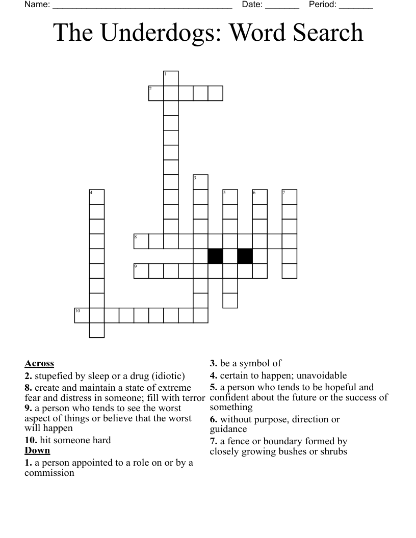 The Underdogs: Word Search Crossword
