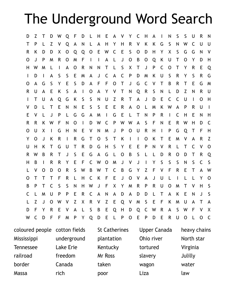 The Underground Word Search