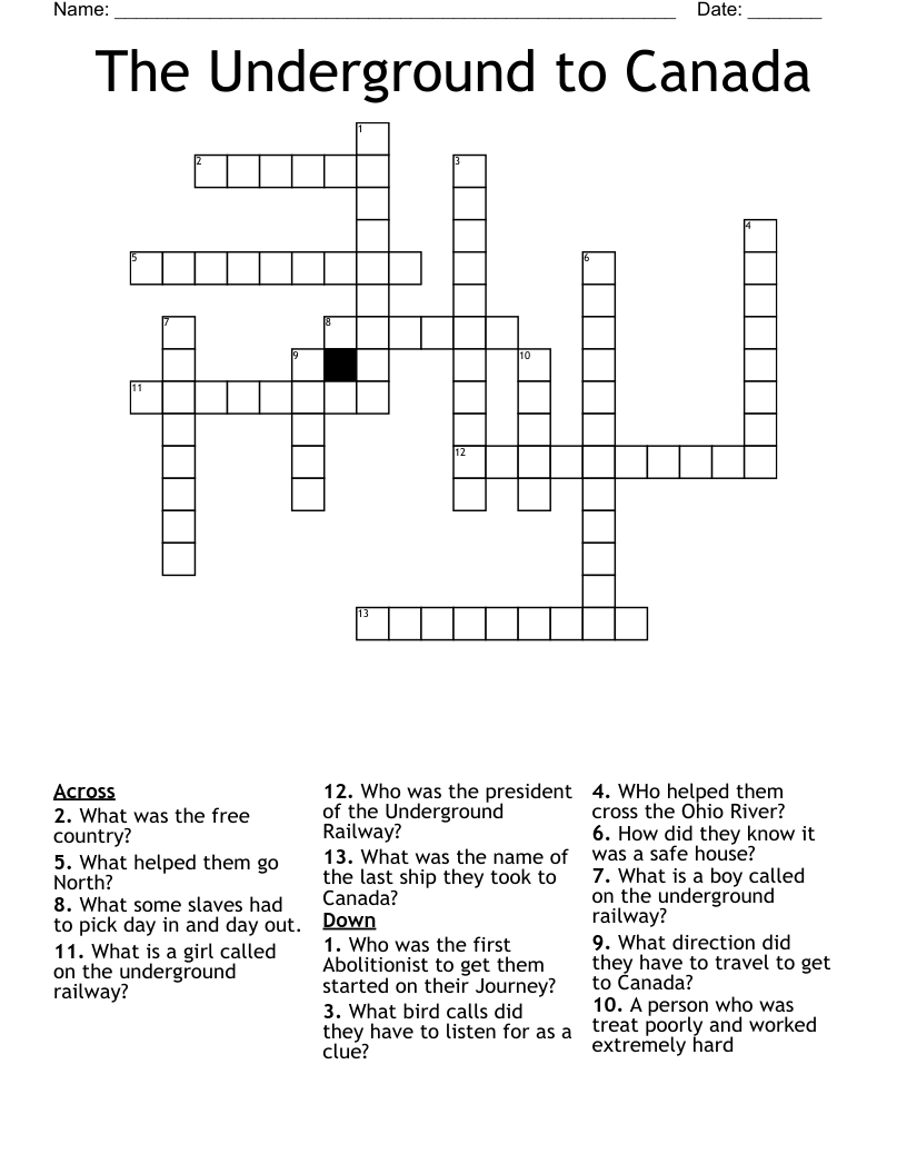 The Underground to Canada Crossword