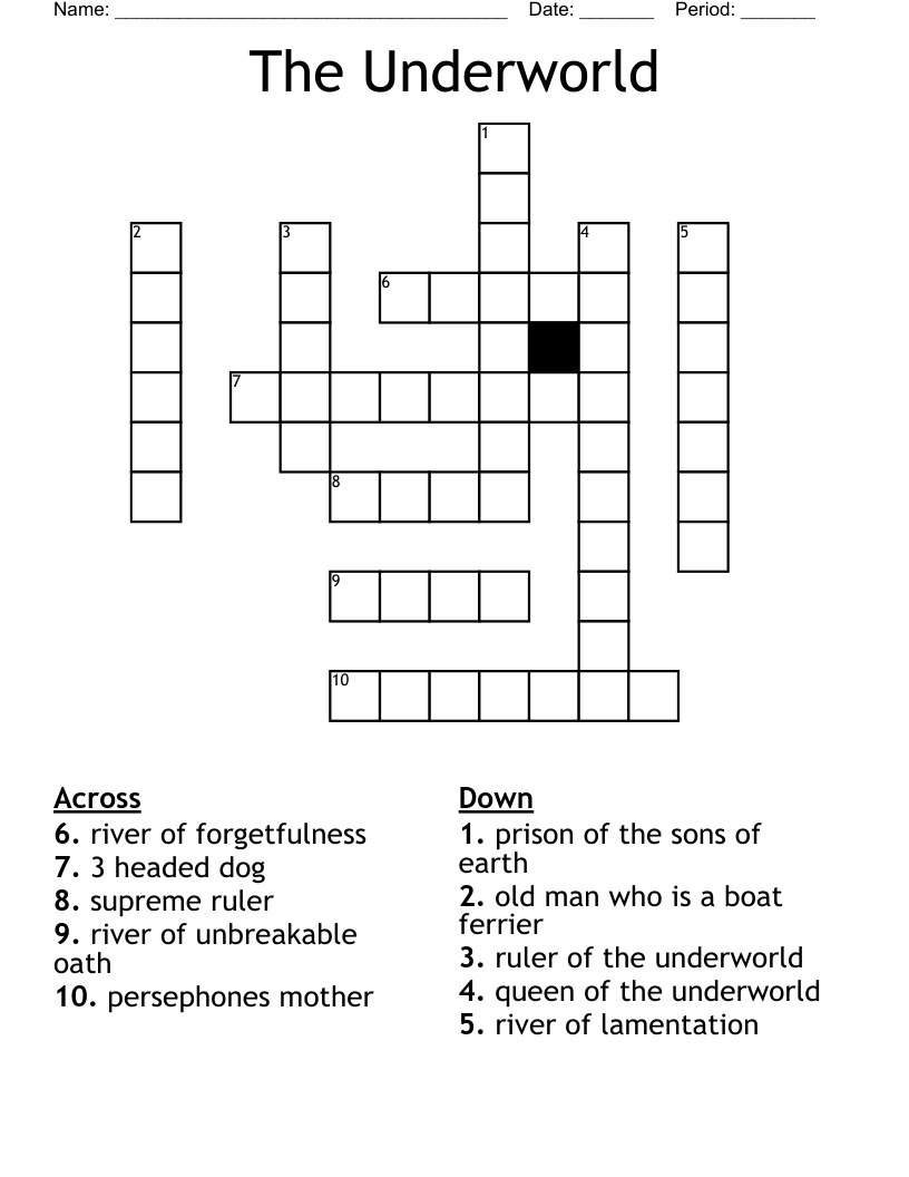 The Underworld  Crossword