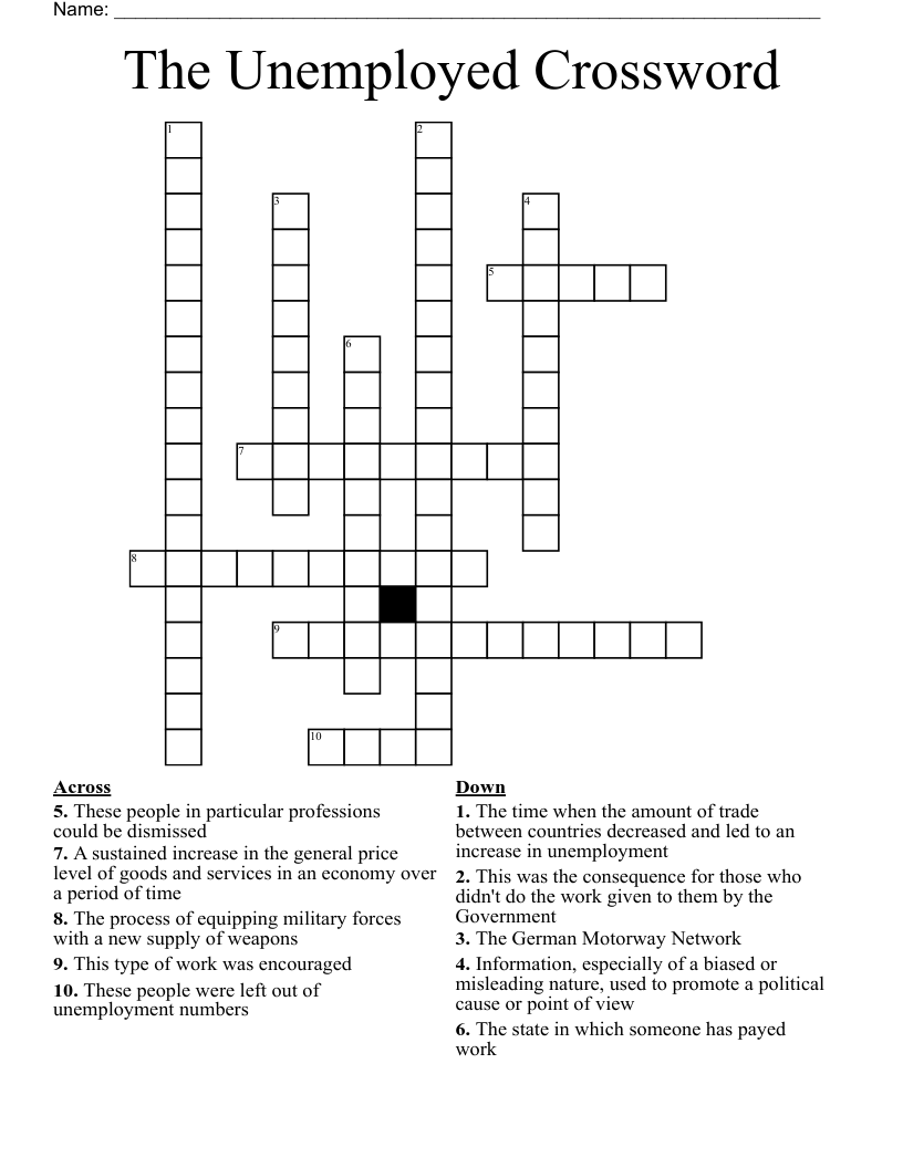 The Unemployed Crossword