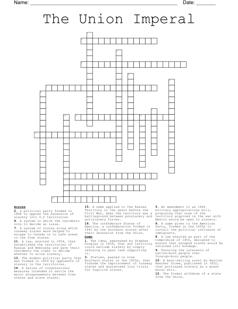 The Union Imperal  Crossword