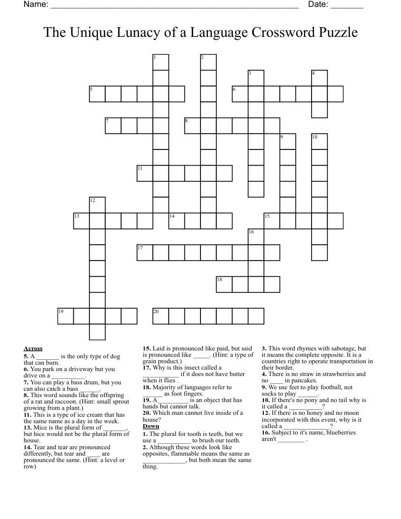 The Unique Lunacy of a Language Crossword Puzzle 