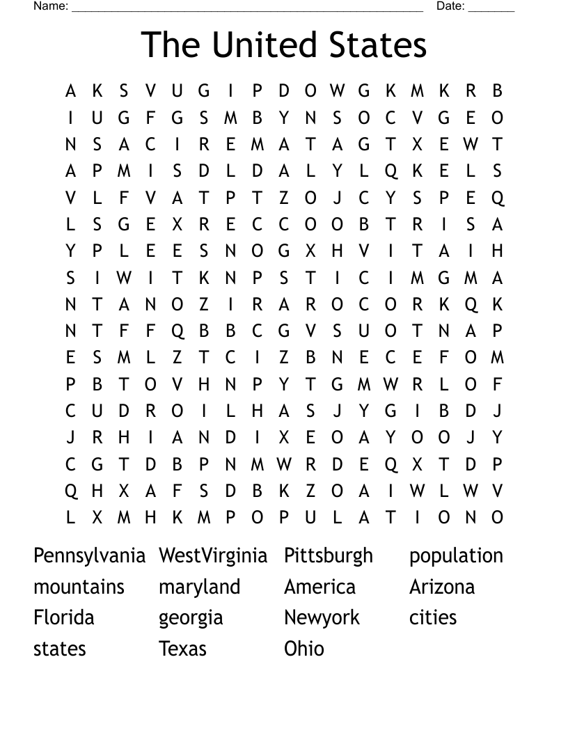 The United States Word Search