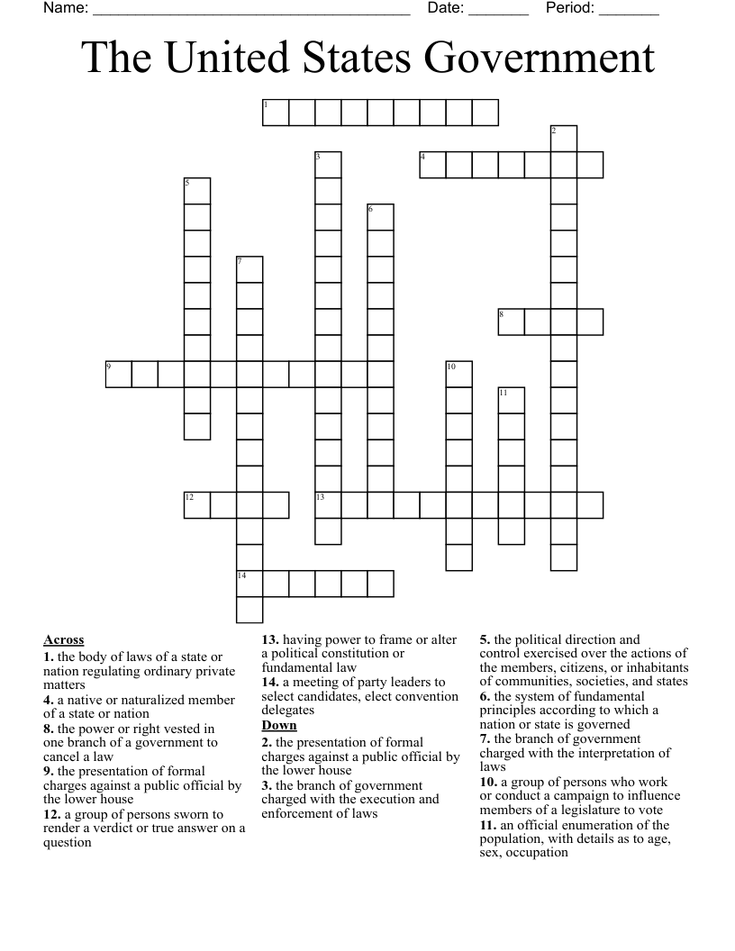 The United States Government Crossword