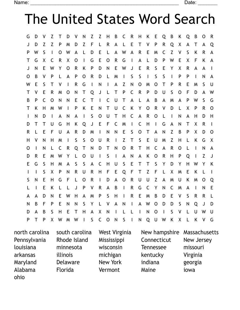 The United States Word Search