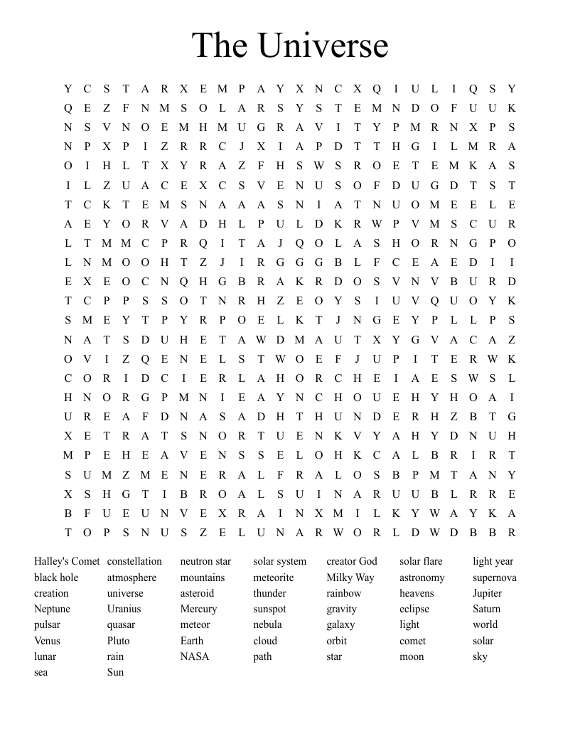 The Universe Word Search