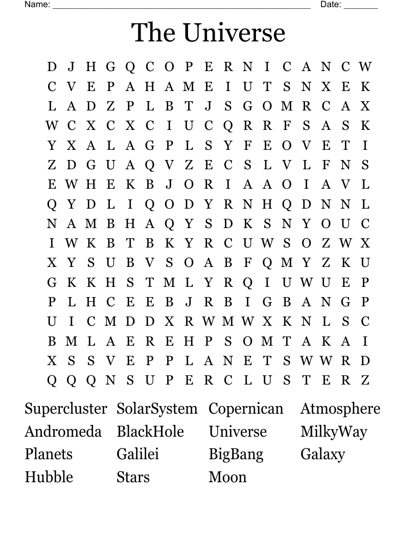 The Universe Word Search